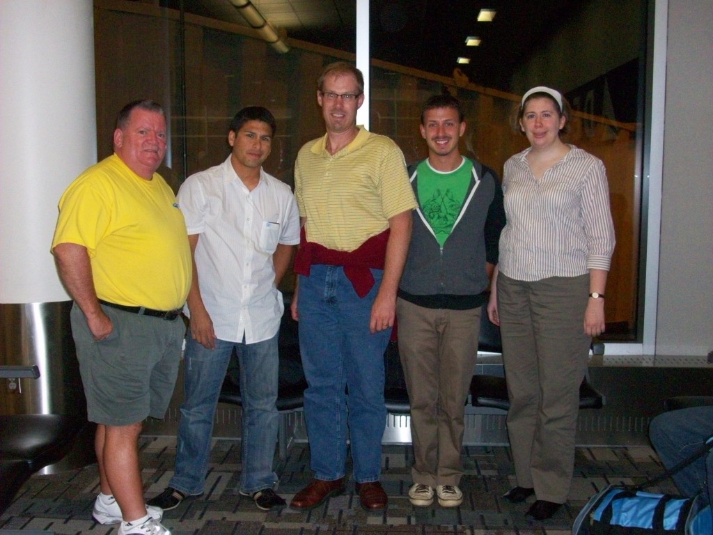 The St. Peter delegation waiting at the St. Paul International Airport